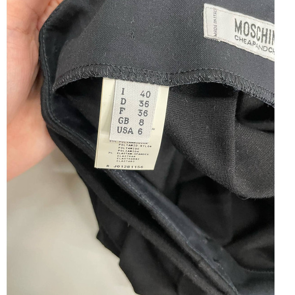 Moschino Cheap and Chic Black Pleated Straight Skirt Knee Length Size 40 / US 6 - Picture 6 of 7